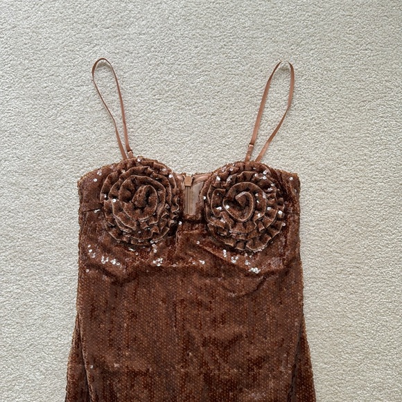 Brown Sequin Maxi dress with rosettes - Picture 9 of 17